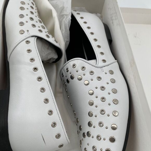 NEW Sandro Bary Studded Leather Loafers white 8 white - Picture 12 of 14